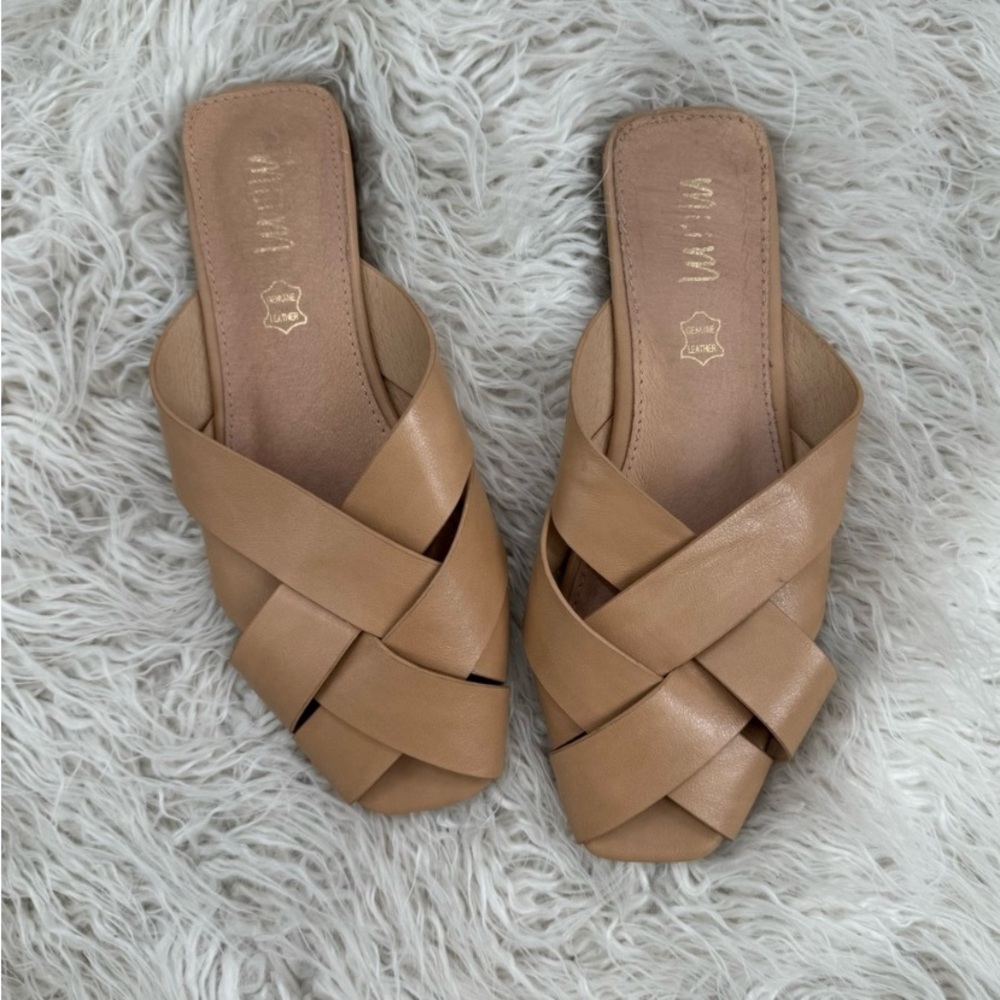 Mi.iM Braided Peep Toe Women’s Beige Tan Sandals Size 8